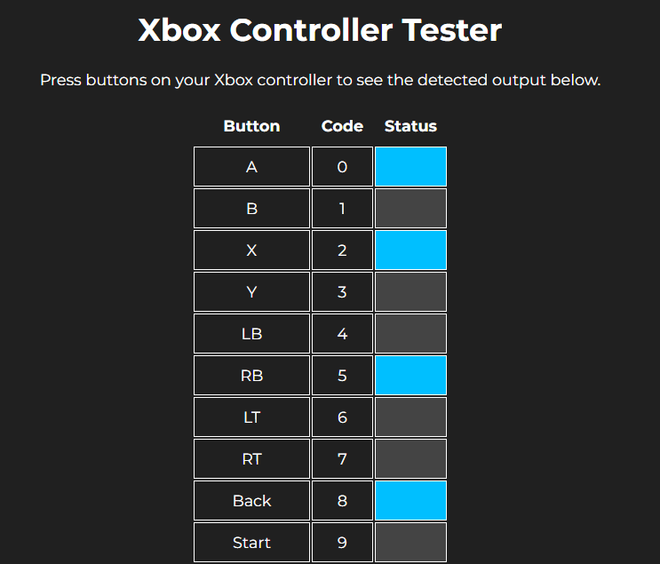 Xbox Controller Tester